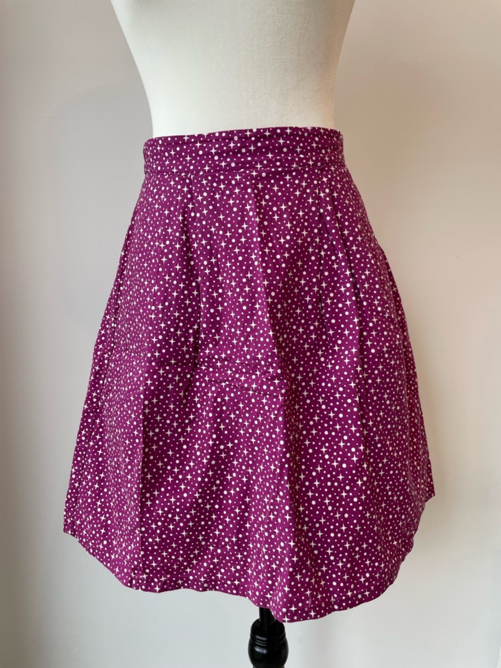 Birds of North America Star-Print A-Line Skirt in Plum